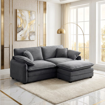 Latitude Run® Kaoruko Two-Seater Sofa With One Footrest, L-Shaped